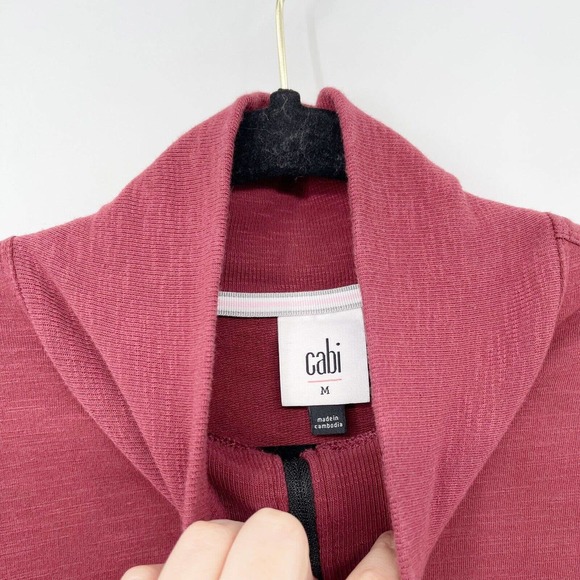 CABI French Knit Training Track Jacket Size M Wine Red Two Way Zipper Thumbholes - Picture 6 of 10